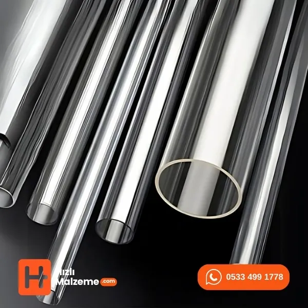 15/10 Çap 1 Metre Boy Akrilik Yuvarlak Boru Şeffaf