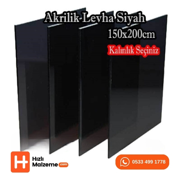 Siyah Akrilik Dökme Pleksi Levhalar 150x200 cm