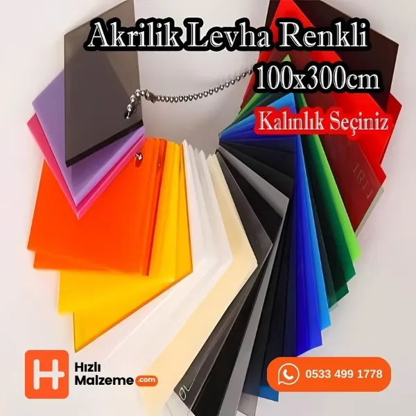 2 mm Renkli Akrilik Dökme Pleksi 100x300 cm