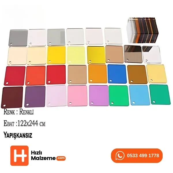 Renkli Ayna Pleksi Akrilik 122 x 244 cm