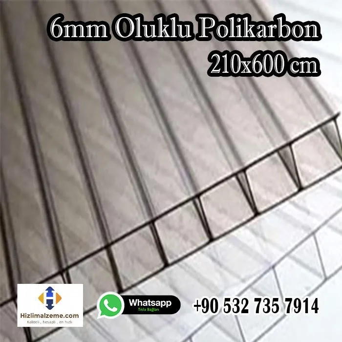 6 mm 210x600 cm Şeffaf Beyaz Bronz Oluklu Polikarbon Levha