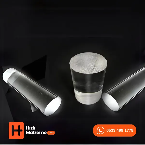 Akrilik Yuvarlak Çubuk Şeffaf 50 mm şeffaf 1 metre