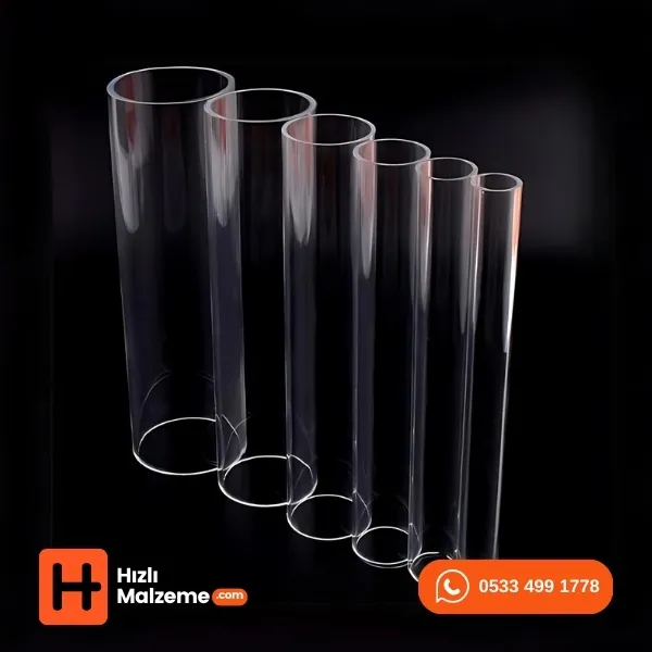 60/55 Çap 2 Metre Boy Akrilik Yuvarlak Boru Şeffaf