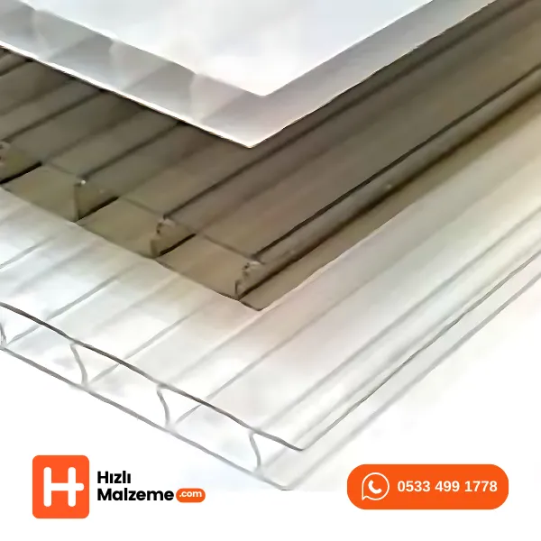 4mm Oluklu Polikarbon Şeffaf/Beyaz/Bronz 210x600 cm levha
