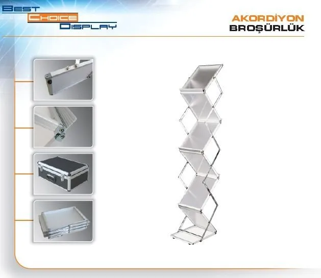 Akordiyon Broşürlük - Metal Taşıma Çantalı