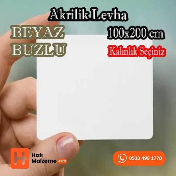 8 mm Beyaz - Buzlu Akrilik Dökme Pleksi 100x200 cm