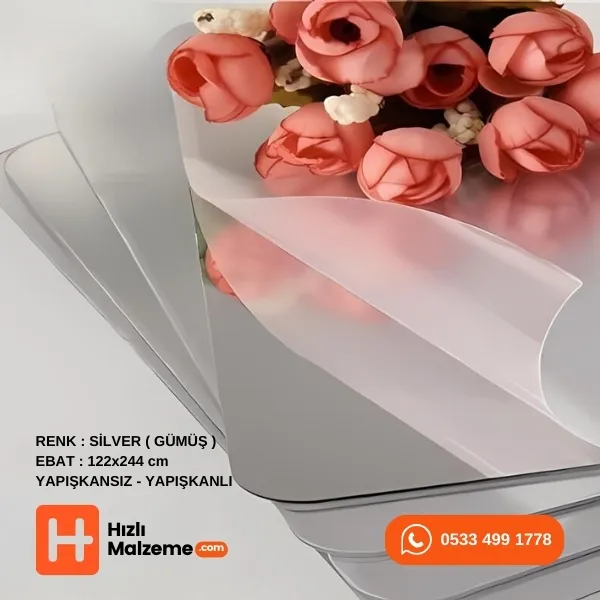 2.8 mm Gümüş Yapışkansız Ayna Pleksi Akrilik 122x244 cm