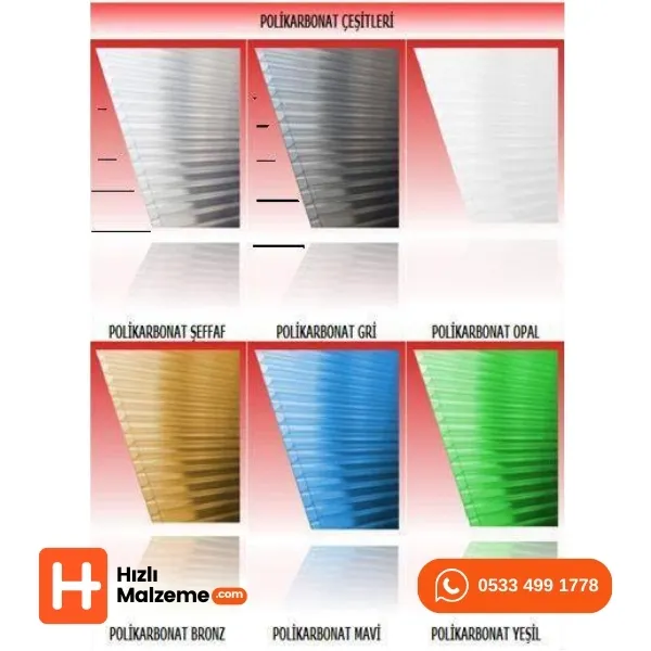 10 mm Beyaz Oluklu Polikarbon 210x600 cm