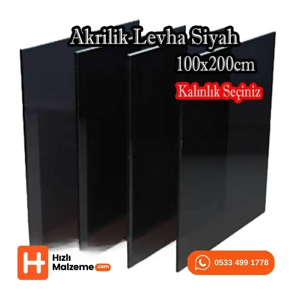 3 mm Siyah Akrilik Dökme Pleksi 100x200 cm